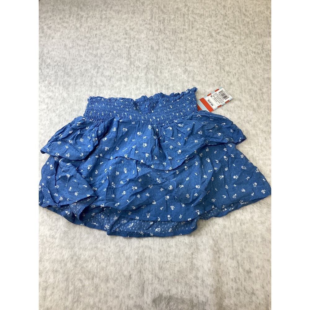 Cat &‎ Jack Girls Blue Ditsy Floral Smocked Tiered Ruffle Skort XS 4/5 NWT
